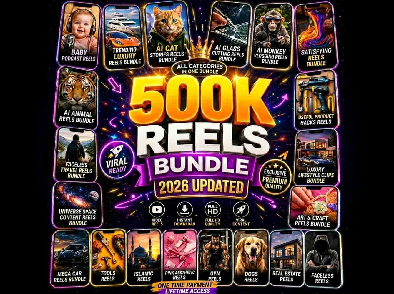 Mega Viral Reels Bundle (500k+ Videos)